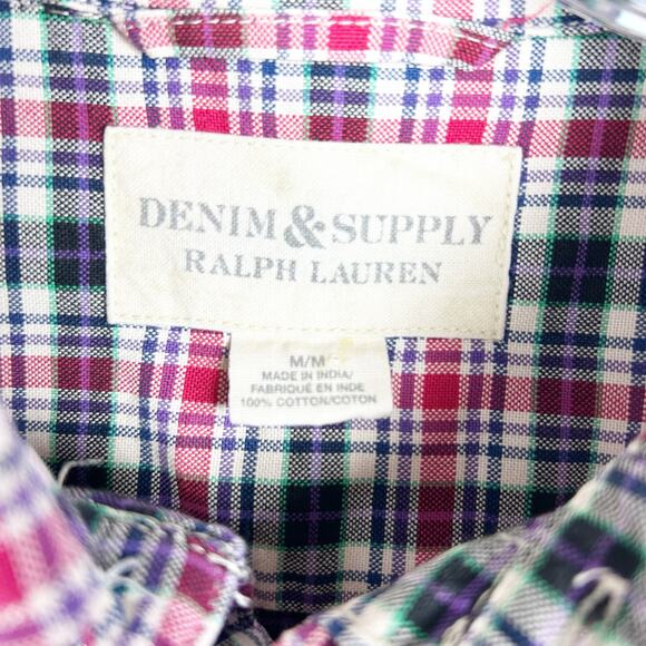 Denim & Supply Ralph Lauren Short Sleeve Button Front Plaid Shirt Mens Size Med - Picture 6 of 10